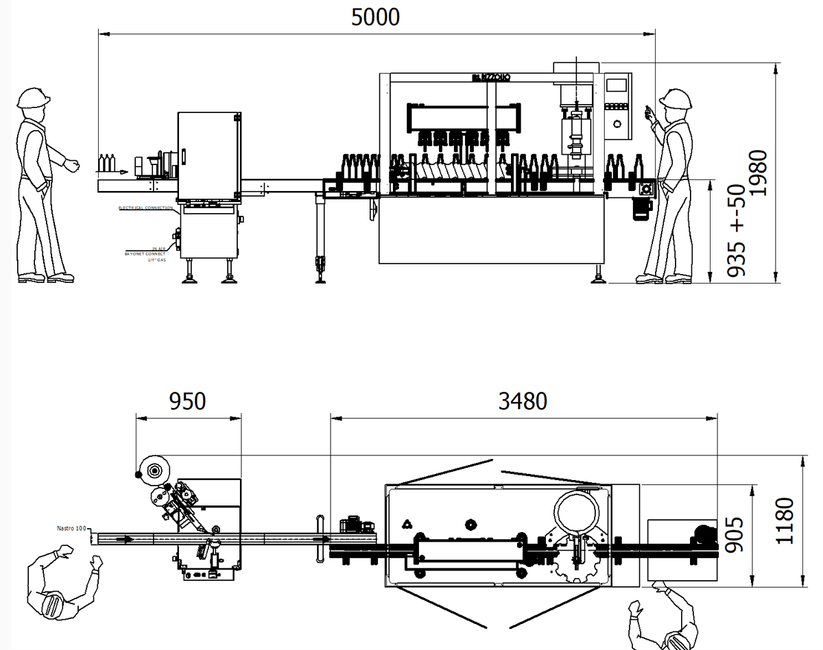 BFA-MB061 Layout e dimensioni della linea di imbottigliamento con l'unità di etichettatura BFA-MB061布局E Dimionsi Della Linea Di Imbottigliamento Con L'UnitàDieTichettatura