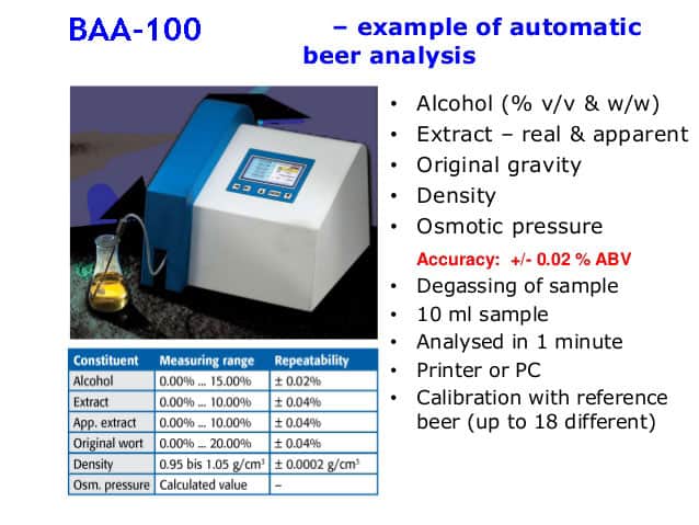 BAA-100 øl automatisk analysator BAA 100 tabulatorparameters - BAA-100 Øl automatik分析器- cha