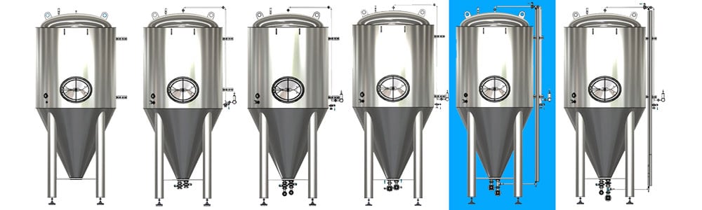 CCTM-600B1 Modular cylindrically-conical fermentation tank 600/654 L CCTM组合式圆柱形圆锥发酵罐600/654 L - B1, b1sets